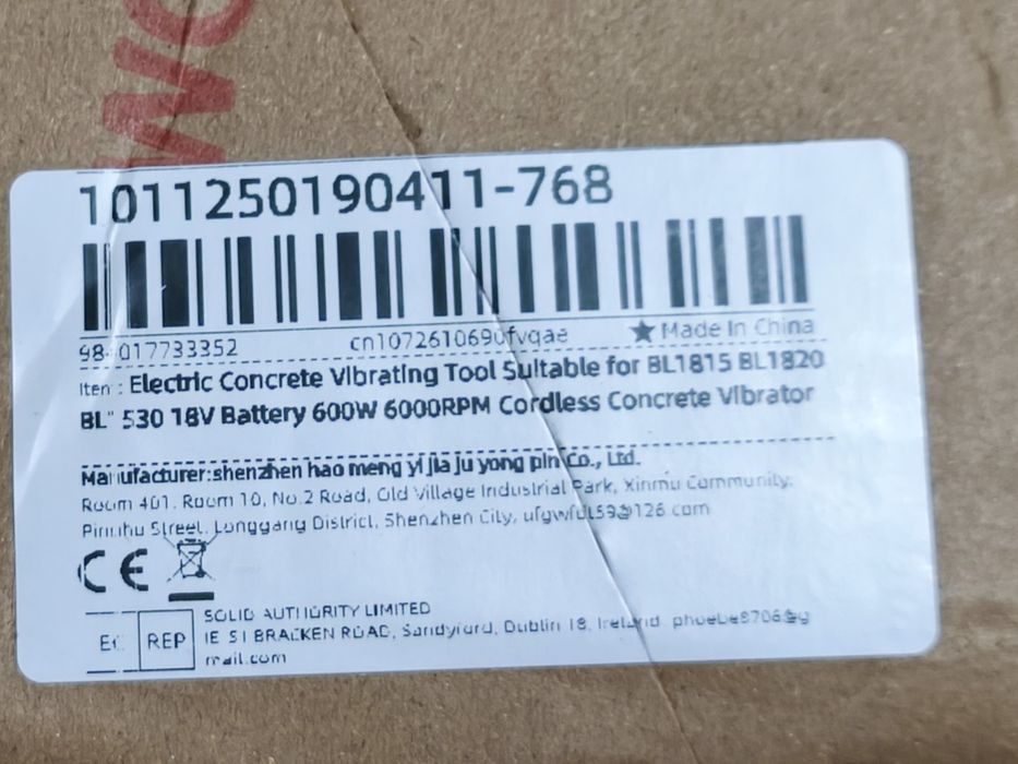 Vibrador concreto sem fios