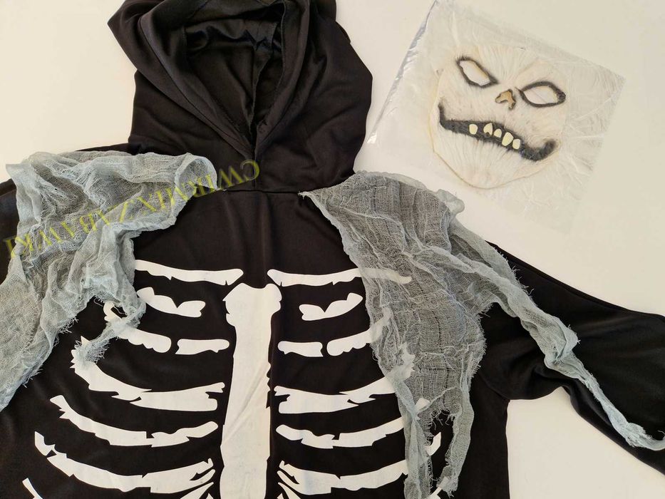 Halloween maska skrzydła szkielet przebranie kościotrup