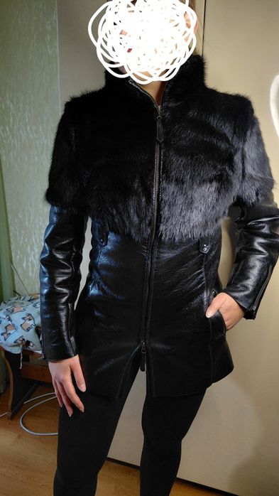 Шуба утеплена з натуральної шкіри та хутра