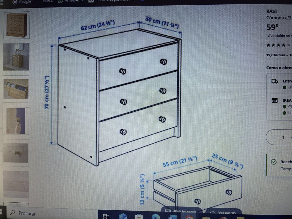 Cómoda de madeira IKEA