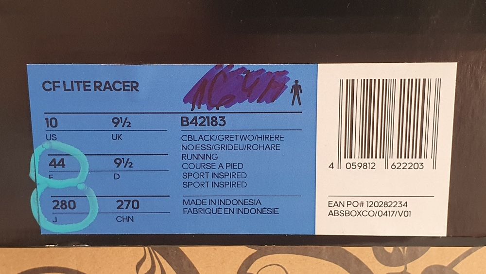 Buty męskie sportowe Adidas CF Lite Racer rozmiar 44 / wkładka 28 cm