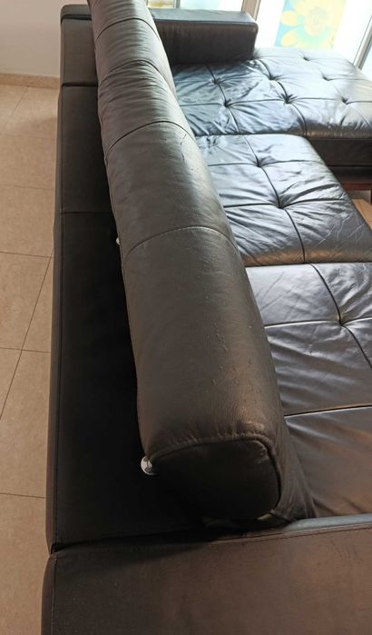 Sofá Chaise Long 3 lugares em pele