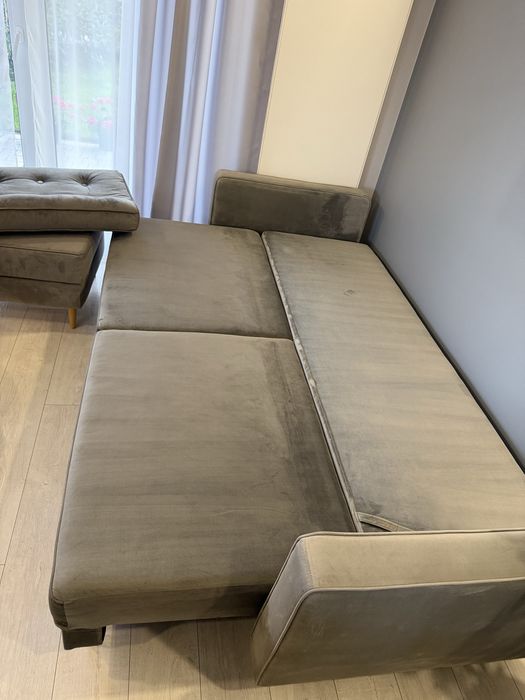 Kanapa i podnozek TIVOLI welurowa rozkladana