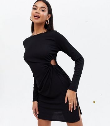 Nowa czarna prążkowana sukienka mini