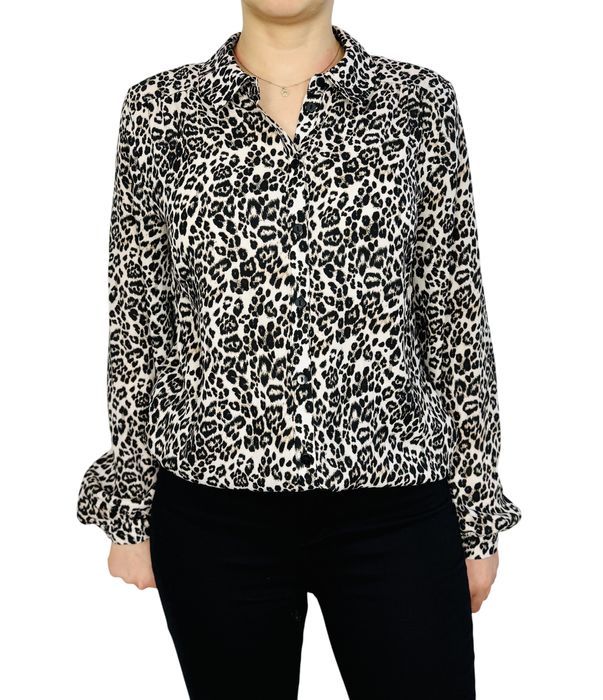 Koszula w cętki beżowo-czarna XS 34