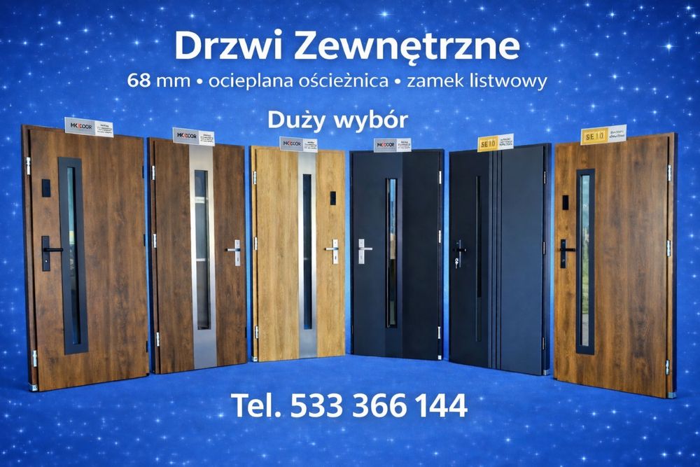 Drzwi zewnętrze   z montażem stalowe 68mm pomiar ,dostawa