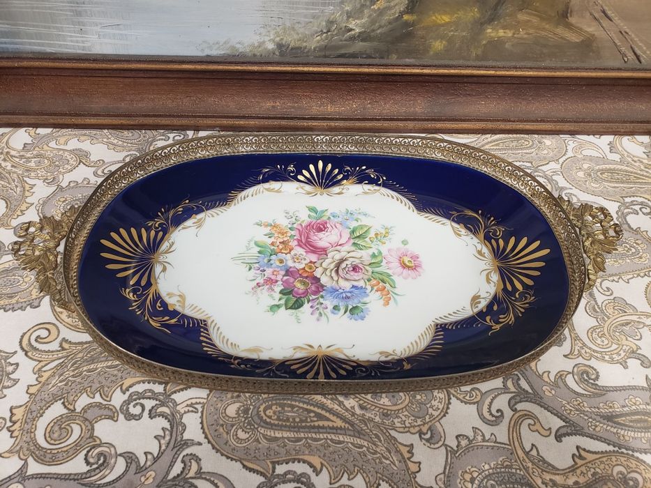 Bandeja gradinha e porcelana Limoges