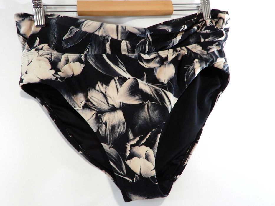Strój kąpielowy figi od stroju bikini wysoki stan czarny kwiaty 38 M