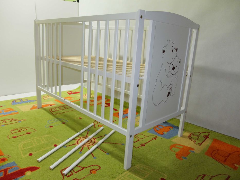 Łóżeczko drewniane BAJKA BIAŁE 60 x 120 cm białe drewniane polski producent