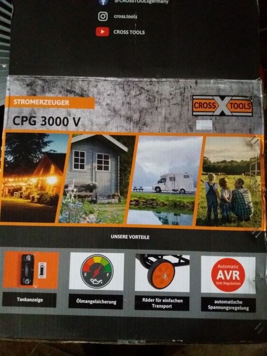 Німецький бензиновий генератор cross tools cpg 3000v