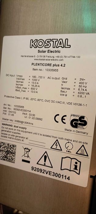 Inversor Kostal Plenticore plus 4.2