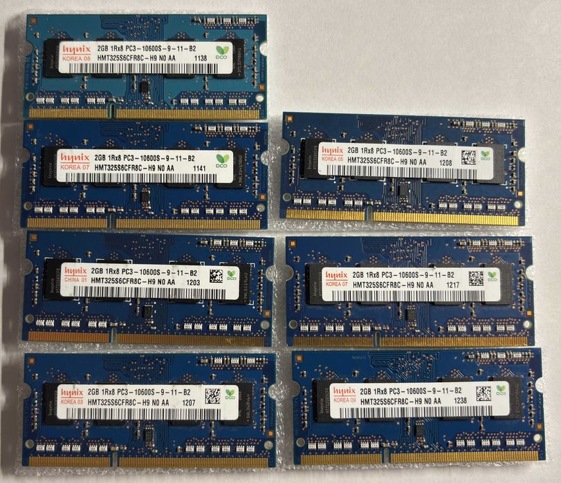 Pamiec RAM 2GB hynix 1Rx8 PC3-10600S-9-11-B2 | DDR3-1333 MHz SODIMM