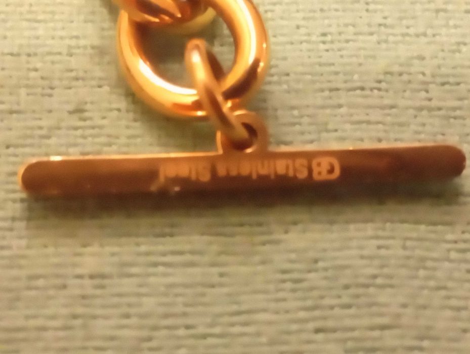 Colar dourado, com aros largos e medalha
