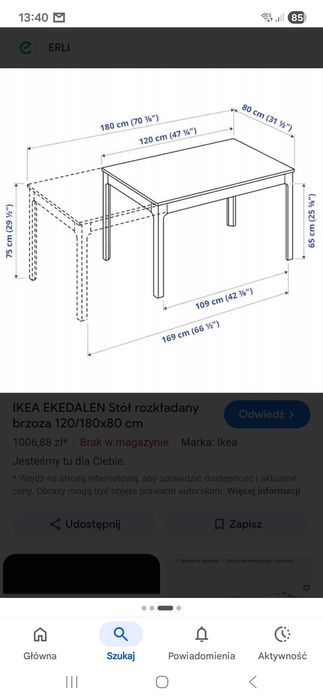 Stół do jadalni IKEA