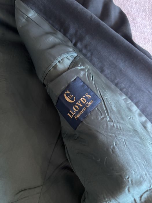 Hranatowo-szara dwurzedowa marynarka welniana styl vintage