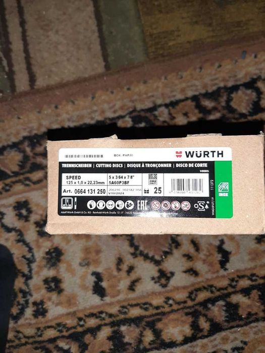 WURTH Tarcza do cięcia stali nierdzewnej A2 125x1