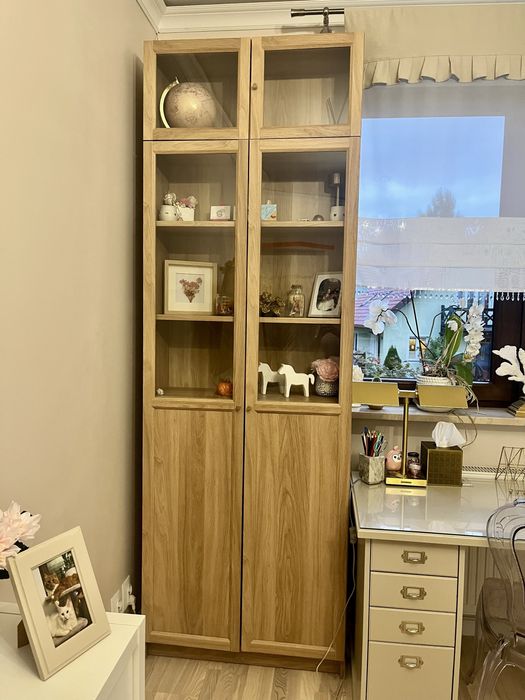 Regał Billy Oxberg Ikea dąb z nadstawką