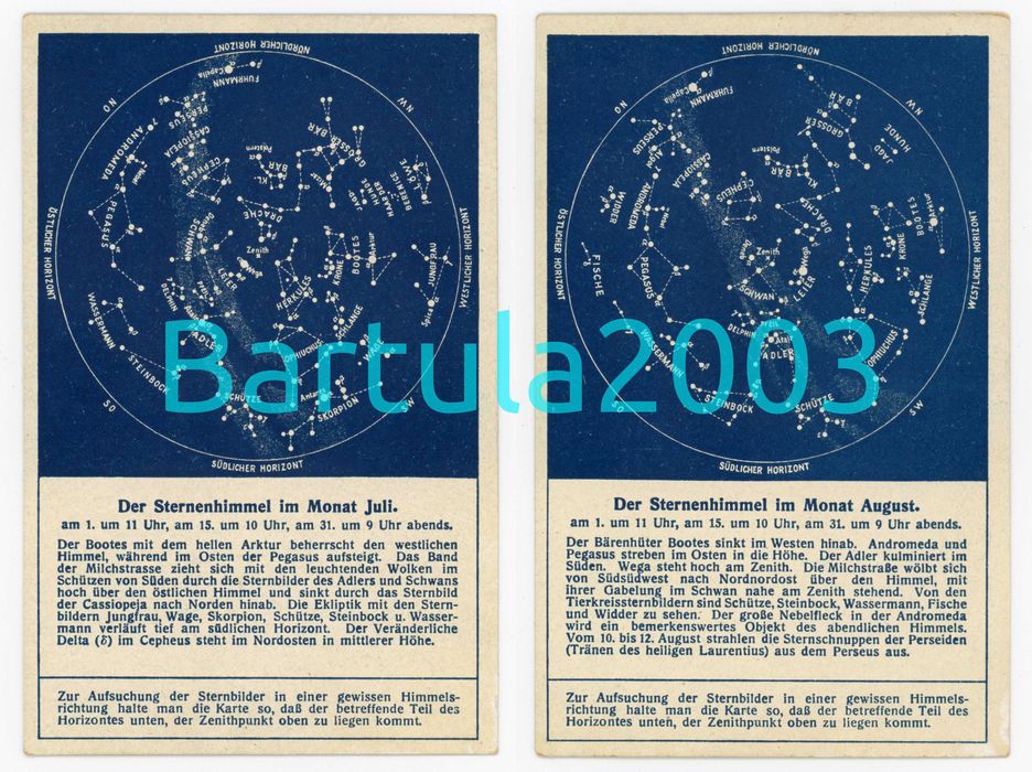 Pocztówki - Kolekcja - Nocne niebo w ciągu 12 miesięcy z 1920 r UNIKAT