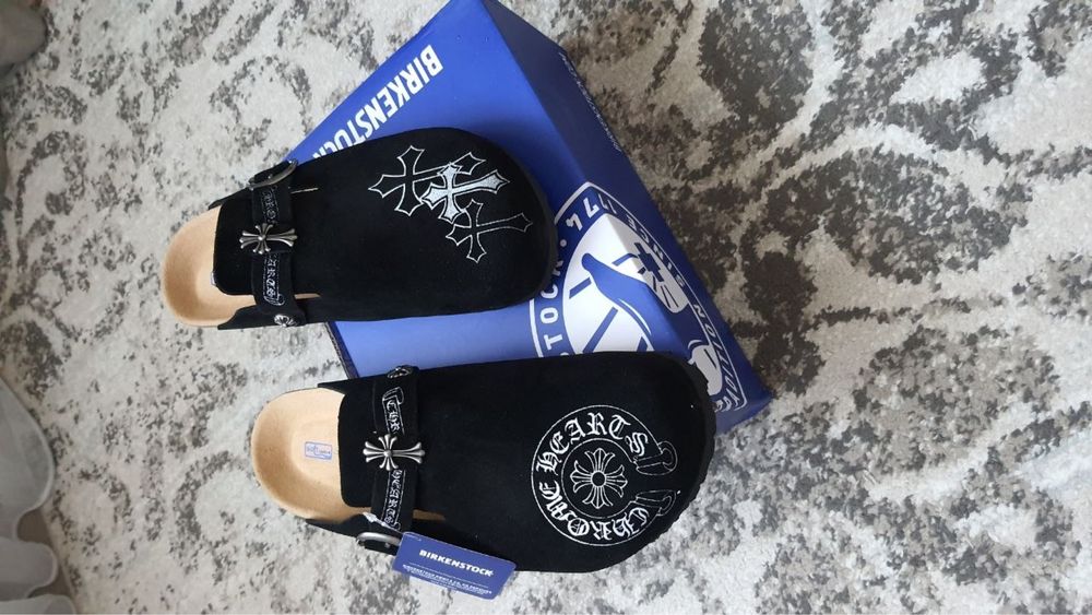 тапки birkenstock chrome hearts (birkenstock;chrome hearts;opium;y2k;тапки;croccs)