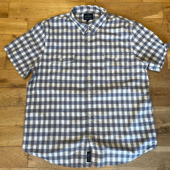Lucky Brand Koszula Męska Krótki Rękaw Krata Rozm. Xl