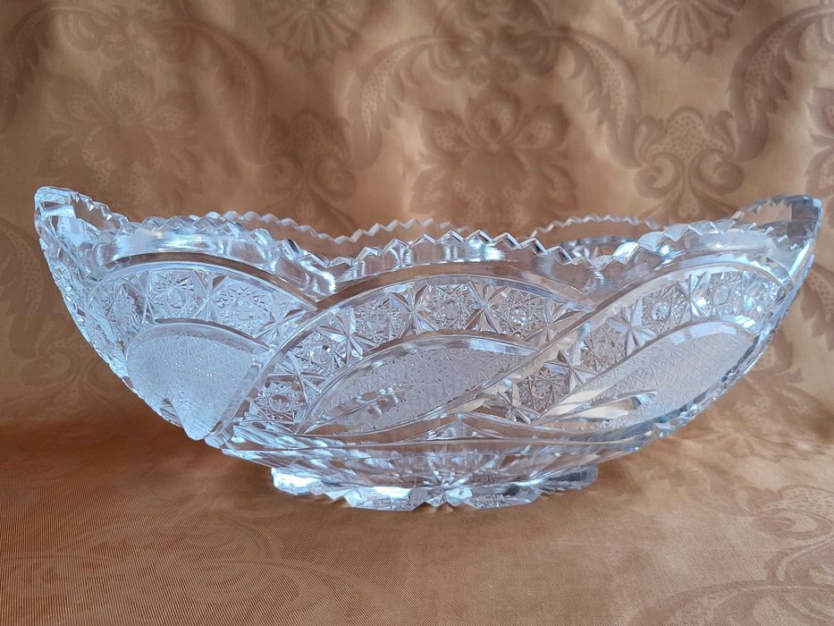 Шикарный подарок. Большая, красивая хрустальная ваза-ладья, Югославия