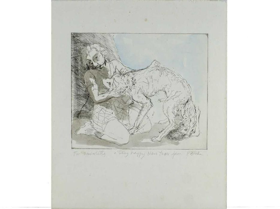 Paula Rego Ponta-seca aguarelada à mão com dedicatória assinada