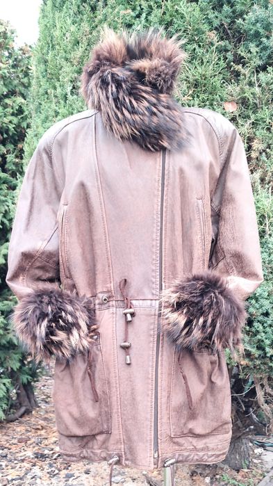 Kurtka skórzana z futerkiem z jenota