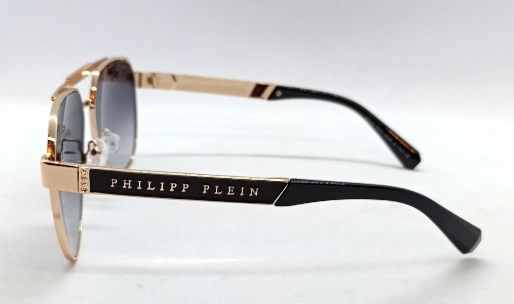 Philipp Plein очки капли мужские серый градиент в золотом металле