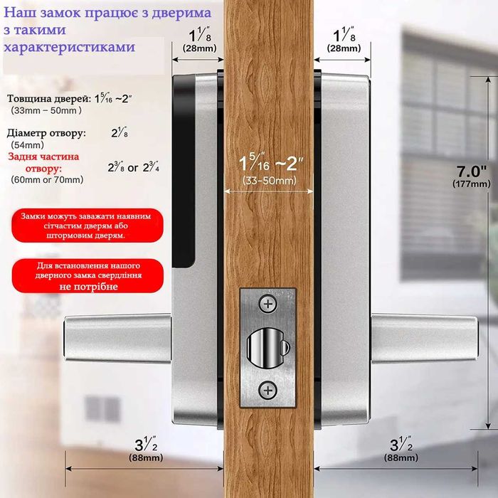 Умный дверной замок с отпечатком пальцев биометрический электрозамок