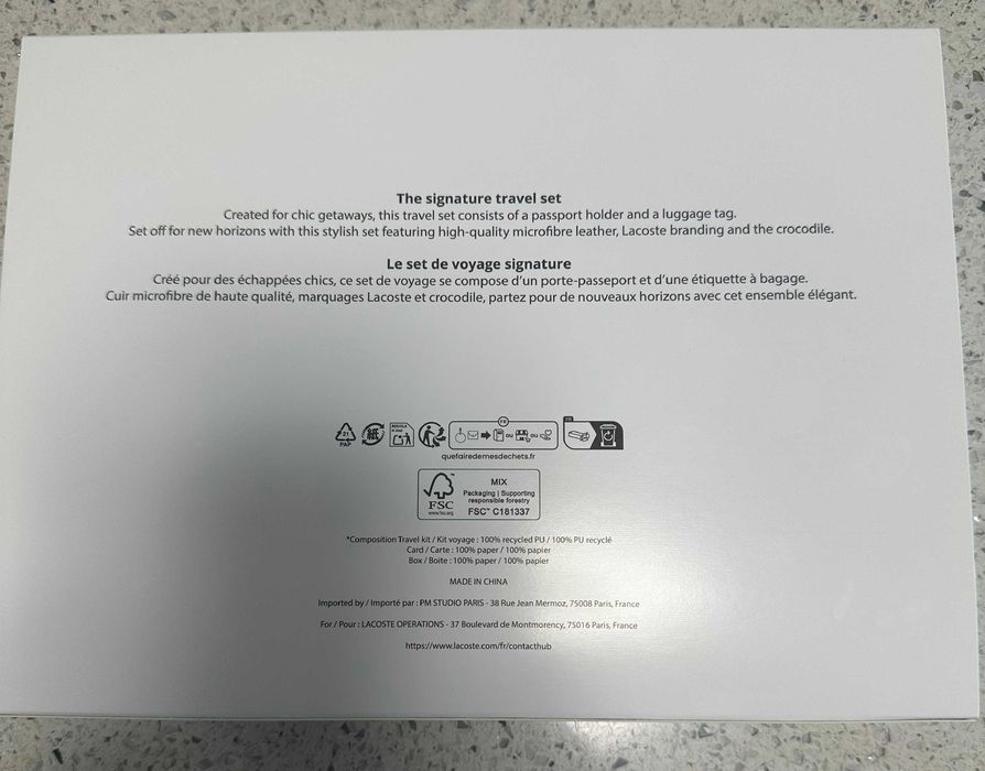 Kit Viagem Lacoste (Novo, autentico)