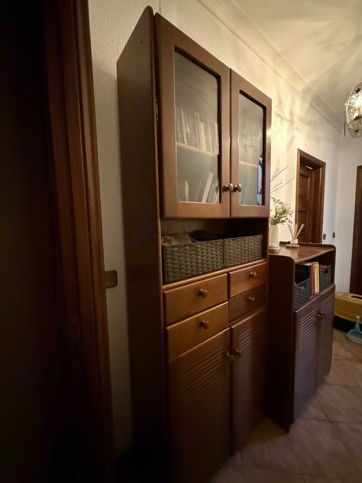 Móvel biblioteca em madeira maciça