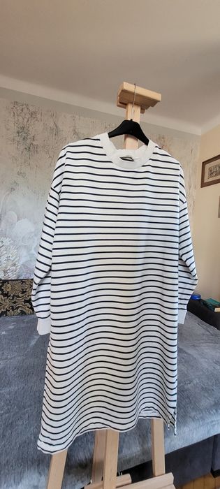 Długa dresowa bluza tunika w paski M L