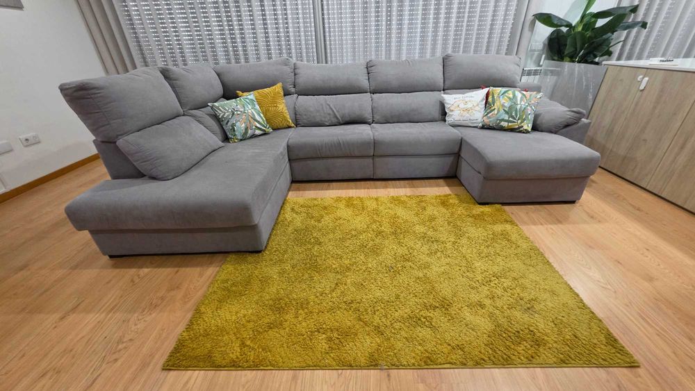 Sofá de Canto Chaise Longue Cinza
