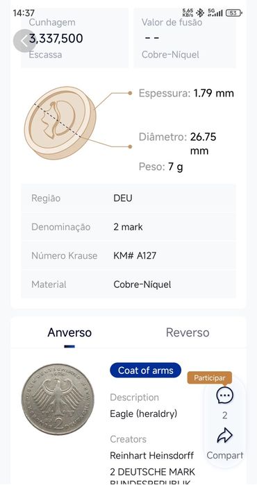 Moeda antiga de Alemanha