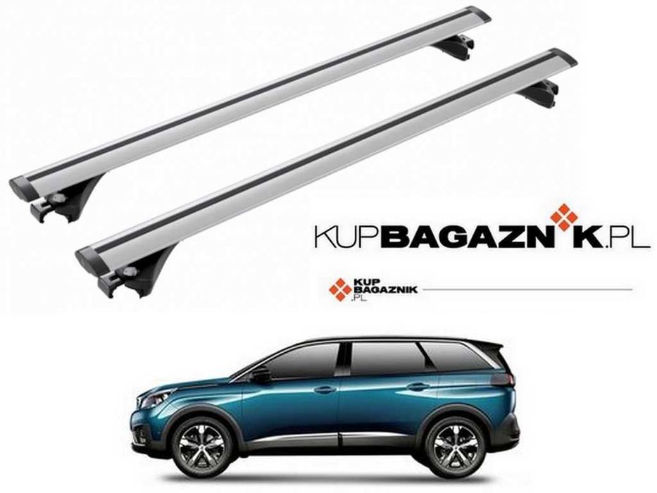 Bagażnik dachowy Peugeot 5008 SUV 2017 do 2024 bazowy belki dachowe na relingi Montaż Wysyłka