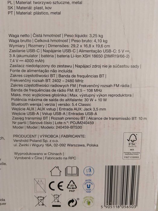 NOWY Głośnik Bezprzewodowy Retro Radio usb 30 W + 10 W BT 5.0 HYKKER