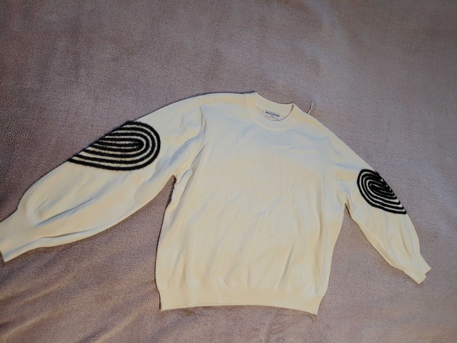 Sweterek kremowy L, bawełna, kaszmir
