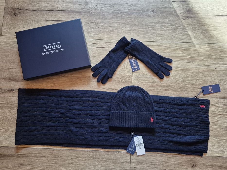Czapka Szalik Rękawiczki Zestaw Komplet Ralph Lauren