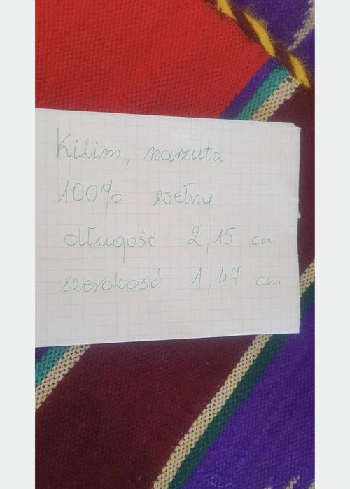 Kilim narzuta wełna wzór handmade