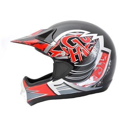 Kask Moto Crossowy Al-106 Czarno-Czerwony L