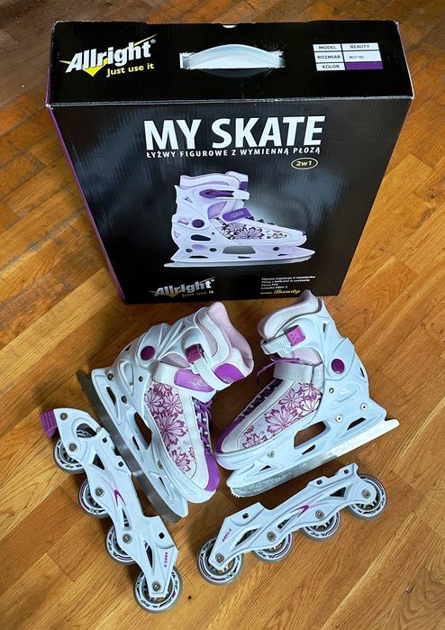 Łyżwy rolki dziewczęce regulowane rozmiar 37-40 - drugi komplet