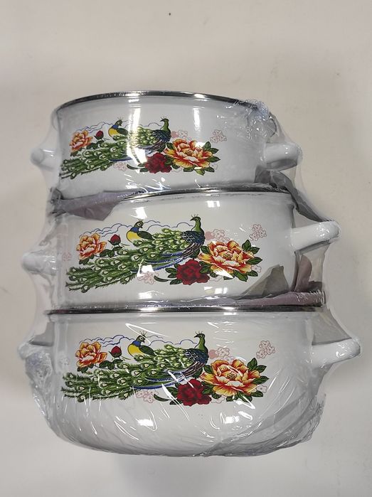 Zestaw 5 garnków emaliowanych z pokrywkami 10 elementów komplet emal