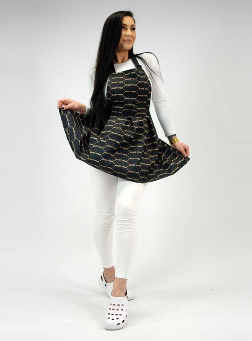 Fartuszek czarno złoty logo BeautyWear kobiecy prezent wodoodporny