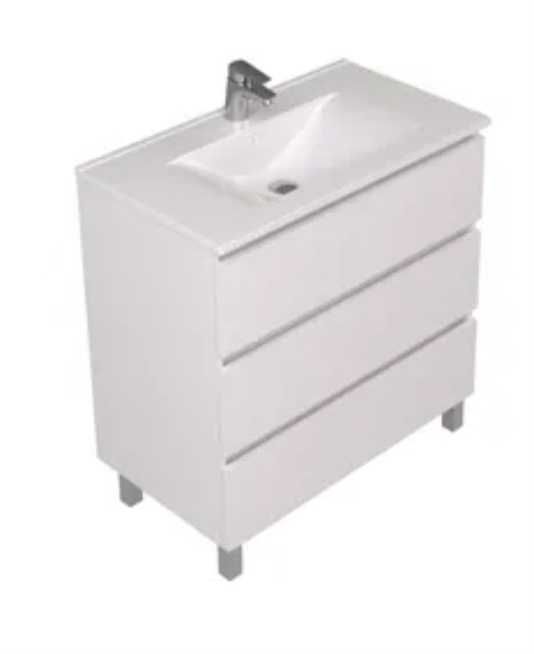 móvel branco 80cm  com 3 gavetas sem lavatorio e torneira