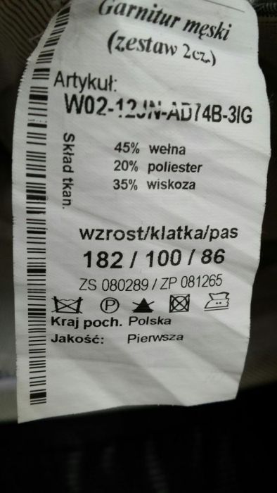 Garnitur męski dwu częściowy