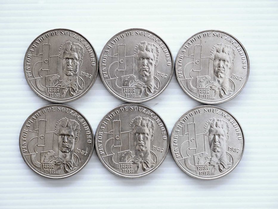 Lote de 6 Moedas 100 Escudos Amadeu de Sousa Cardoso 1987