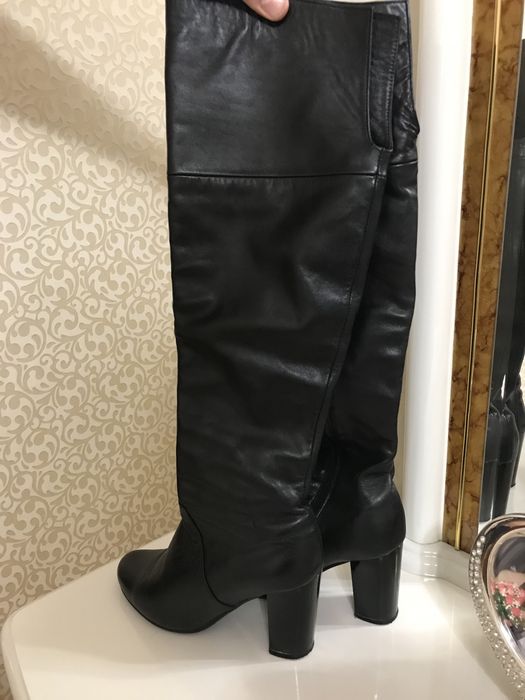 Сапоги демисезонные длинные кожаные 38 размер