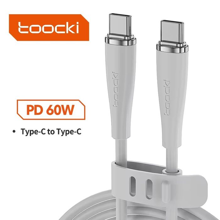 USB кабель Toocki 60W, 1м, Type-C to Type-C