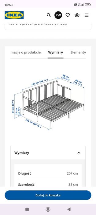 Łóżko Ikea Fyresdal+ 2 materace