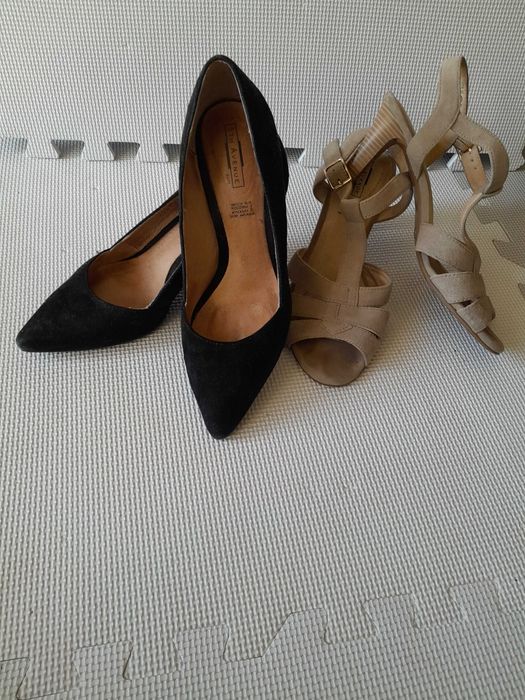 zestaw 3 skórzanych czółenek na obcasie rozmiar 37